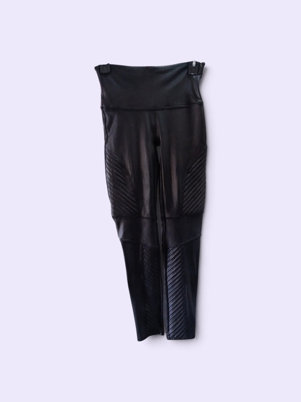 SPANX Black Faux Leather High-Waist Moto Leggings
